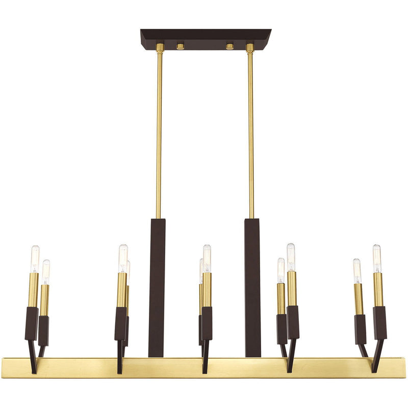 25" Ten Light Dimmable Chandelier With Shades - Bronze