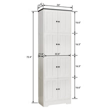 Load image into Gallery viewer, Tall Storage Cabinet With 8 Doors And 4 Shelves, Wall Storage Cabinet For Living Room, Kitchen, Office, Bedroom, Bathroom
