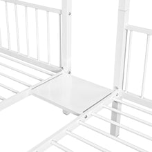 Load image into Gallery viewer, Full Over Twin &amp; Twin Bunk Bed, Metal Triple Bunk Bed with Drawers and Guardrails, White
