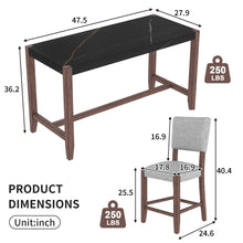 Load image into Gallery viewer, 5 Piece Counter Height Dining Set, Bar Table With 4 Upholstered Chairs
