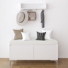 Load image into Gallery viewer, Wall Mounted Entryway Shelf With Hooks And Storage Bench Set - Off White
