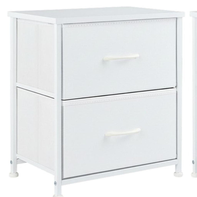 Fabric Metal And Wood Two Drawer Dresser (Set of 2) - White