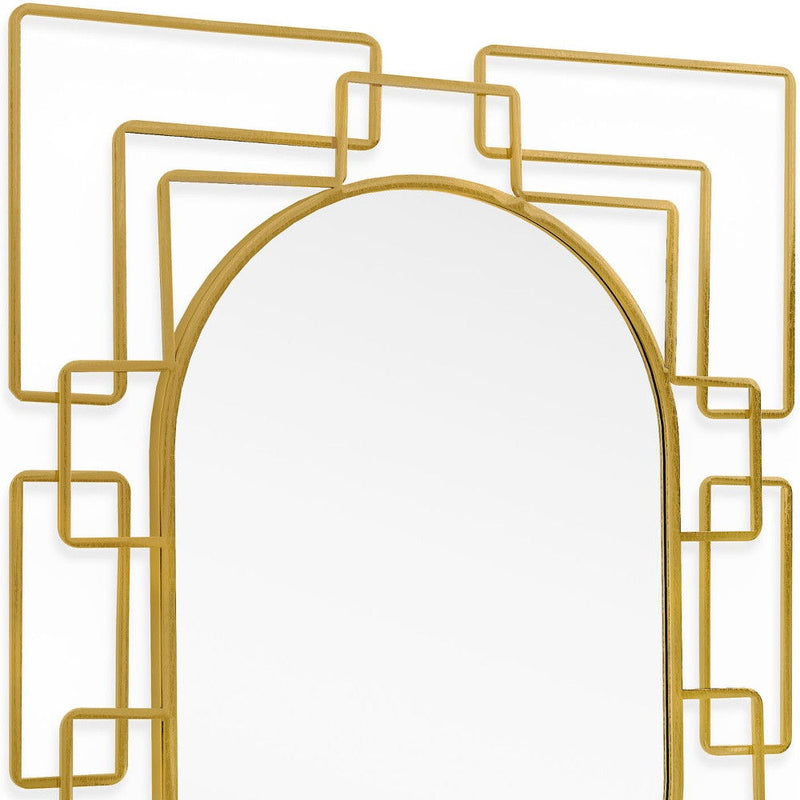 36" Metal Geometric Oval Accent Mirror - Gold