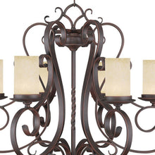 Load image into Gallery viewer, 27" Six Light Metal Dimmable Chandelier With Shades - Bronze / Cream
