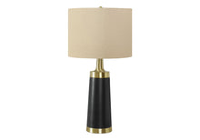 Load image into Gallery viewer, Metal Cylinder Table Lamp With Beige Drum Shade - Black And Gold
