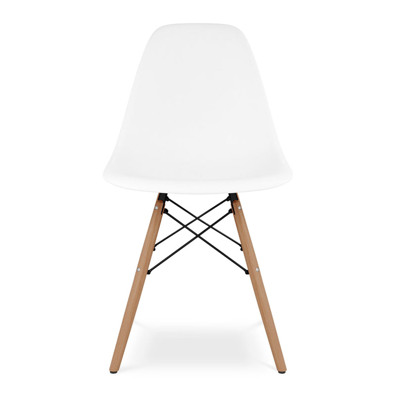 Heavy Duty Plastic Wood Dining Side Chair - White