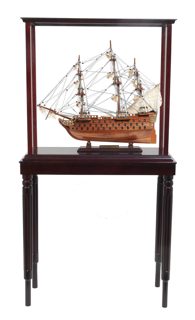HMS Victory Hand Painted Boat With Case - Brown