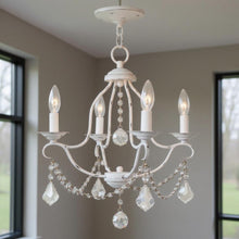 Load image into Gallery viewer, Four Light Metal Dimmable Chandelier With Shades - Antiqued White
