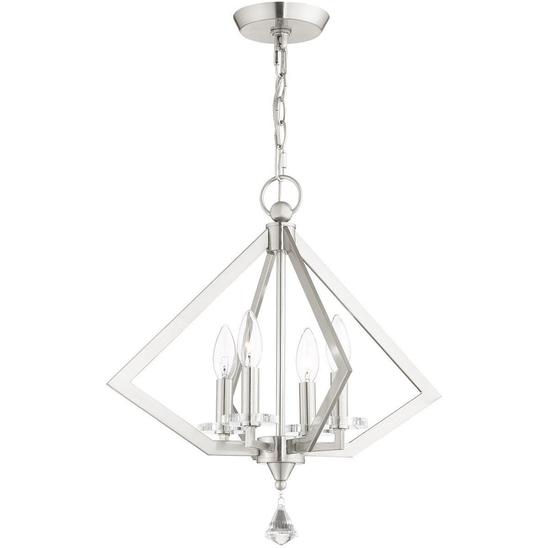 19" 4 Light Dimmable Chandelier With Shades - Nickel