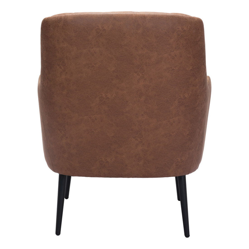 Faux Leather Tufted Arm Chair - Brown And Black