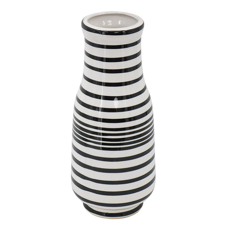 Hand Painted Stripe Table Vase - Black / White
