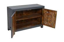 Load image into Gallery viewer, 30" Distressed Solid Wood Textured Door Accent Cabinet With Two Doors - Black
