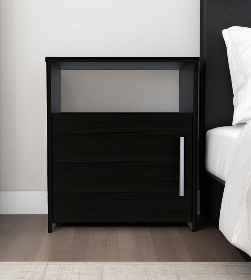 23" Faux Wood Nightstand With Storage - Black