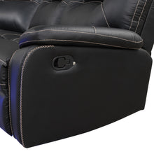 Load image into Gallery viewer, Modern Faux Leather Manual Reclining with Center Console with LED Light Strip,Living Room Furniture Set,PU Symmetrical Couch with 2 Cup Holders and Storage for Living room,Black
