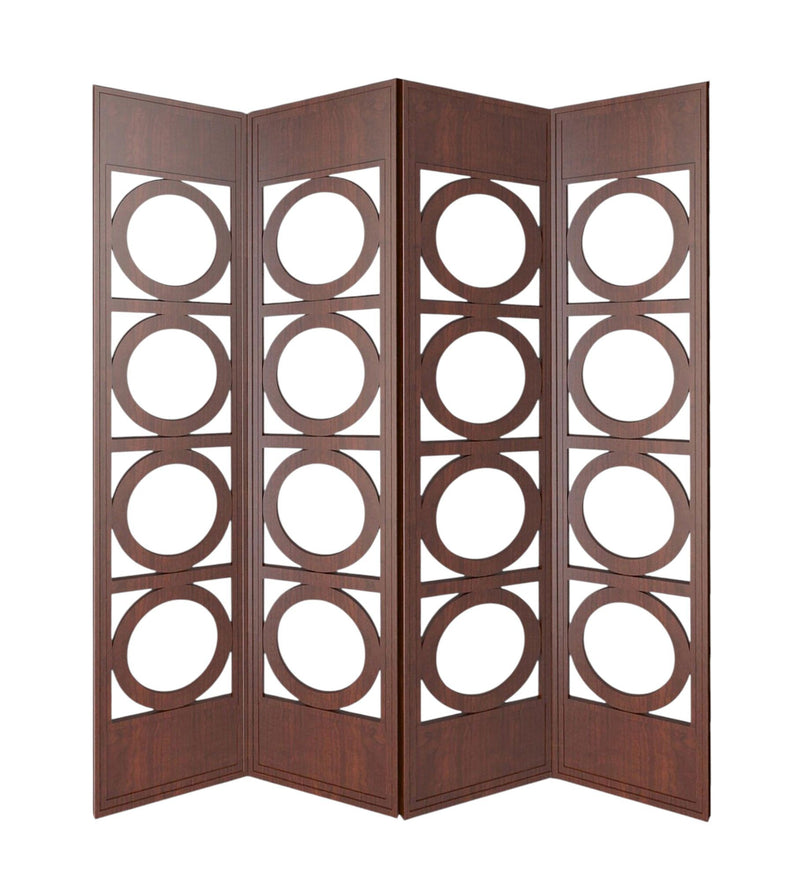 84" Solid Wood Folding Four Panel Screen Room Divider - Dark Brown