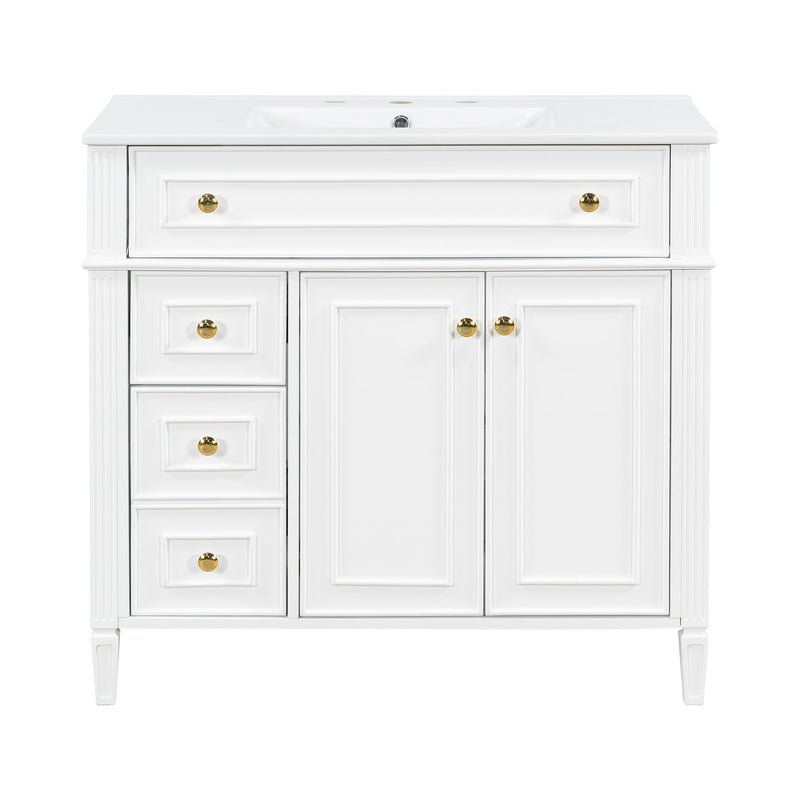 Bathroom Vanity With Sink, 3 Drawers & 2 Soft-Close Doors