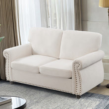 Load image into Gallery viewer, Soft Loveseat, Upholstered 2 Seater Couch, Loose Back Cushions And Turned Legs
