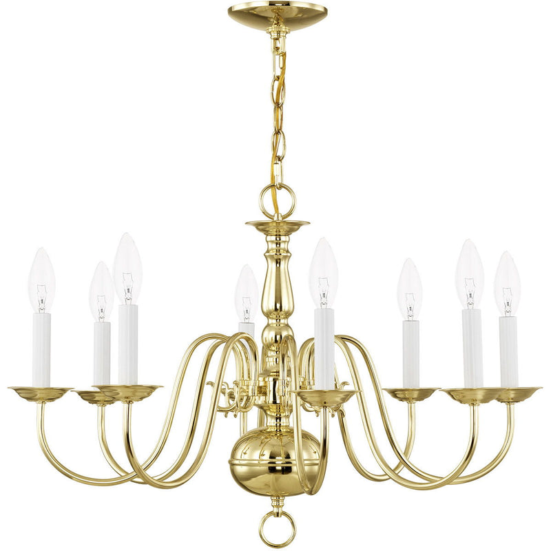 18'' Eight Light Dimmable Chandelier With Shades - Brass