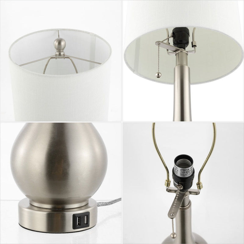 Gourd Table Lamps LED With Drum Shades (Set of 2) - Nickel