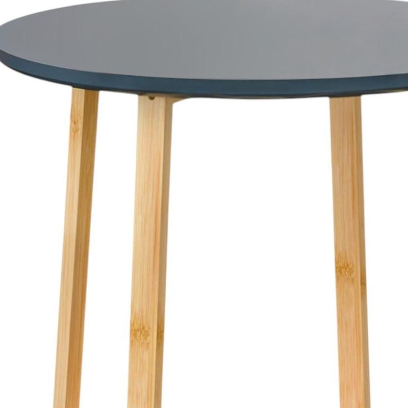 20" Solid Wood Round Cross Legs End Table - Gray And Natural
