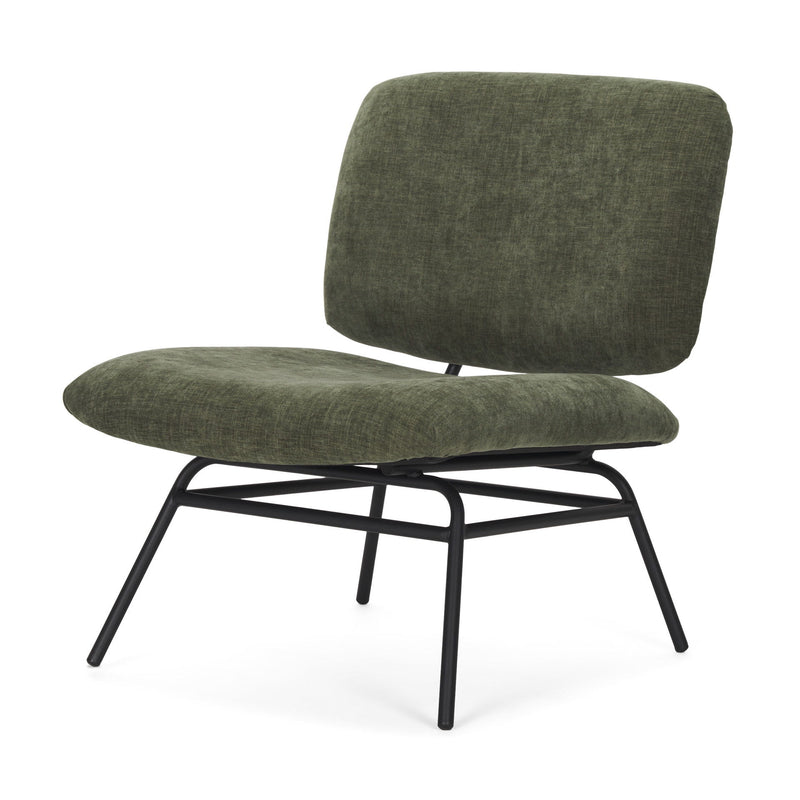Chenille Metal Slipper Chair - Green / Black