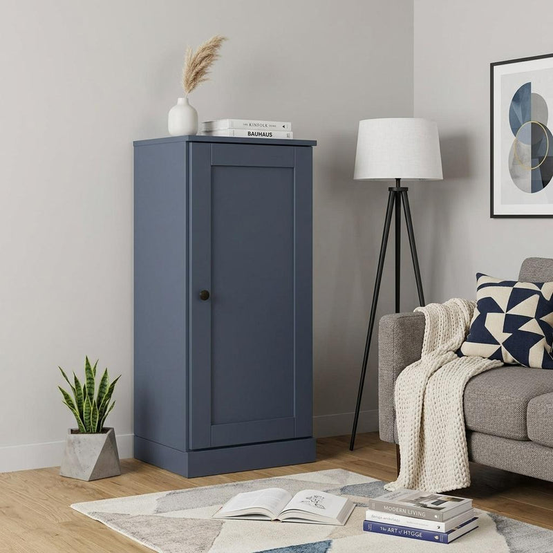 Solid Wood Adjustable Three Tier Library Bookcase With One Door (751329) - French Blue