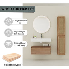 Load image into Gallery viewer, Modern Imitative Wall Mounted Bathroom Vanity With Resin Sink &amp; 2 Side Cabinet, Soft Close Drawer - Imitative Oak
