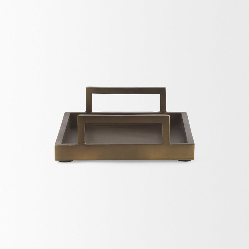 Aluminum Hand Finished Serving Tray With Handles (731274) - Gold