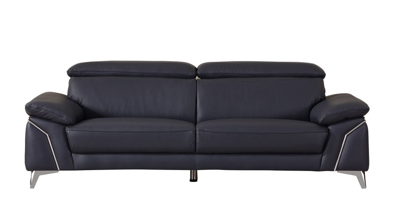 Italian Leather Sofa - Navy Blue