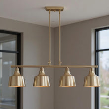 Load image into Gallery viewer, Kitchen Island Four Light Metal Dimmable Chandelier With Shades - Gold
