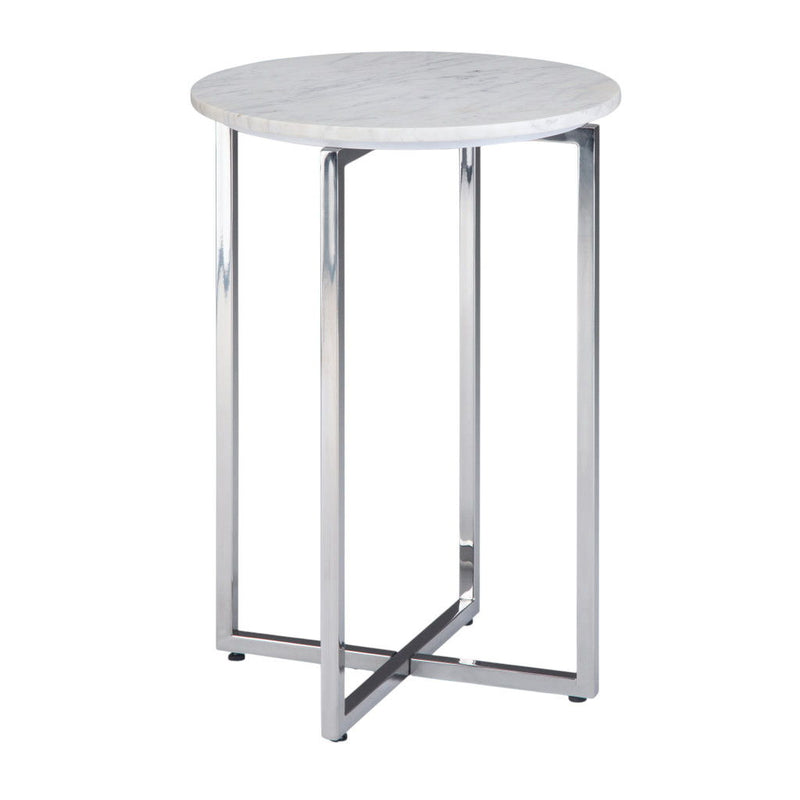 Metal Round End Table Trunk Storage - White