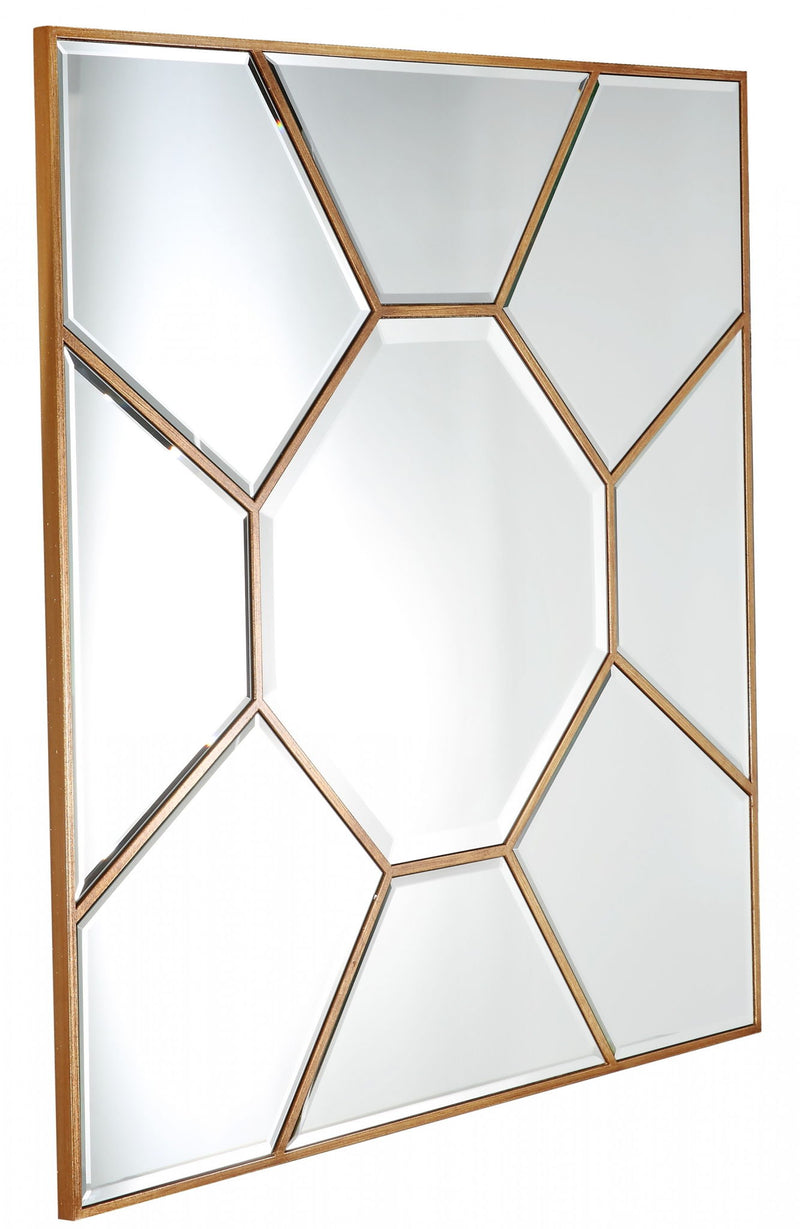 35" Square Metal Framed Accent Mirror - Gold