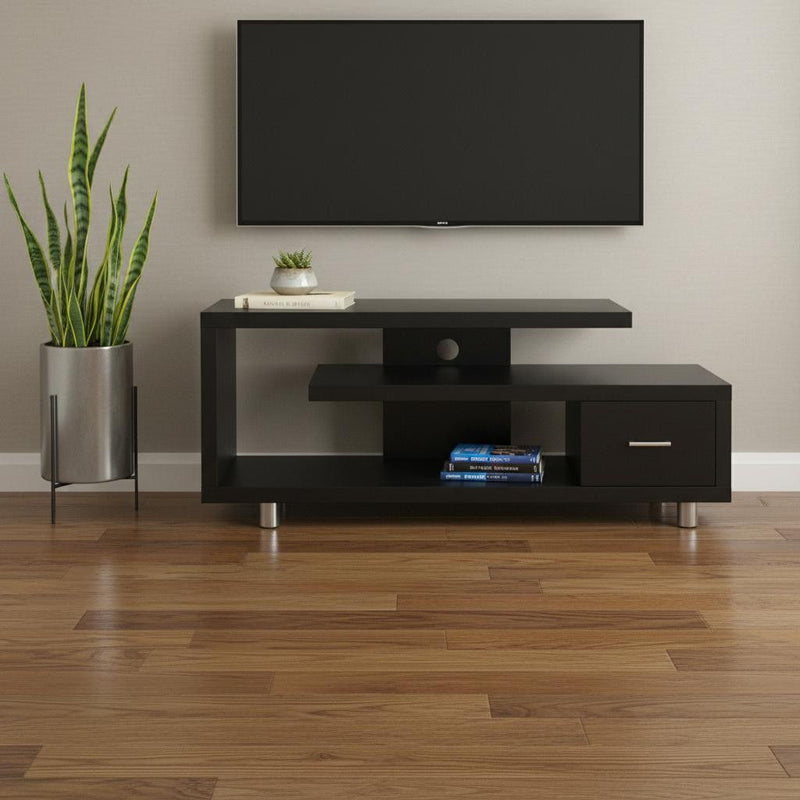 Cabinet Enclosed Storage, TV Stand - Dark Brown