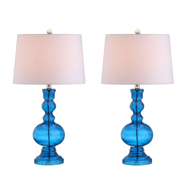 Urn Table Lamps With Drum Shades (Set of 2) - Navy Blue