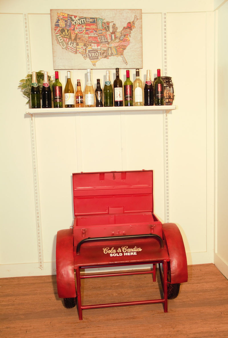 Retro Metal Delivery Box Accent Side Table - Red
