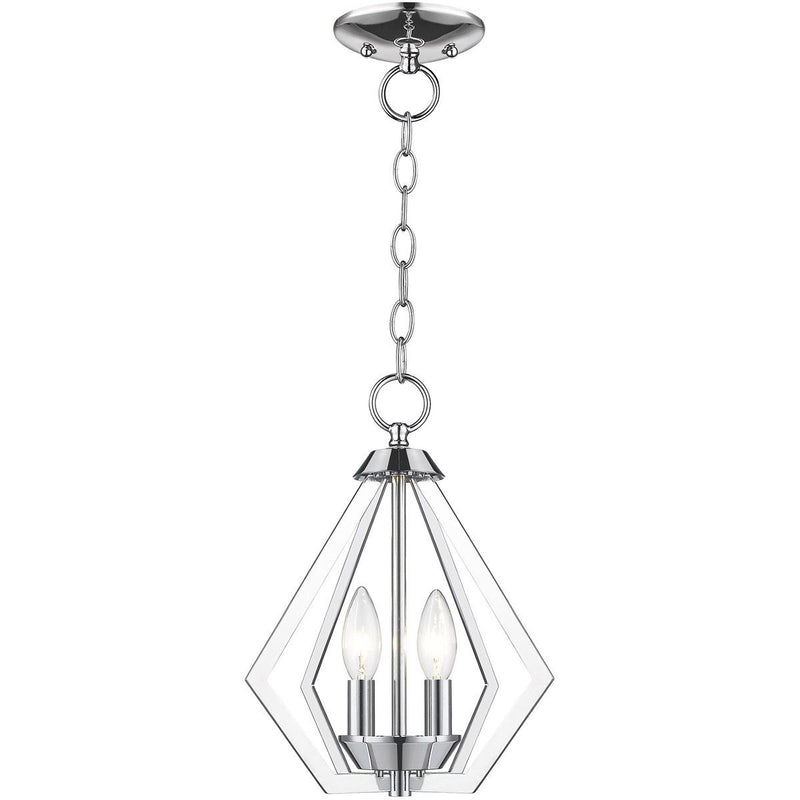 Two Light Dimmable Chandelier With Shades - Silver
