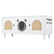 Load image into Gallery viewer, Furniture Style Cat Cabinet Cat Litter Box With Sisal Scratching Door - Cream White
