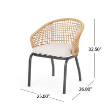 Load image into Gallery viewer, Outdoor Wicker Chair With Powder Coated Iron Legs
