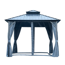 Load image into Gallery viewer, 12x12ft Gazebo Double Roof Canopy with Netting and Curtains, Outdoor Gazebo 2-Tier Hardtop Galvanized Iron Aluminum Frame Garden Tent for Patio, Backyard, Deck and Lawns
