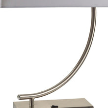 Load image into Gallery viewer, Curved Table Lamp With White Rectangle Shade - Silver

