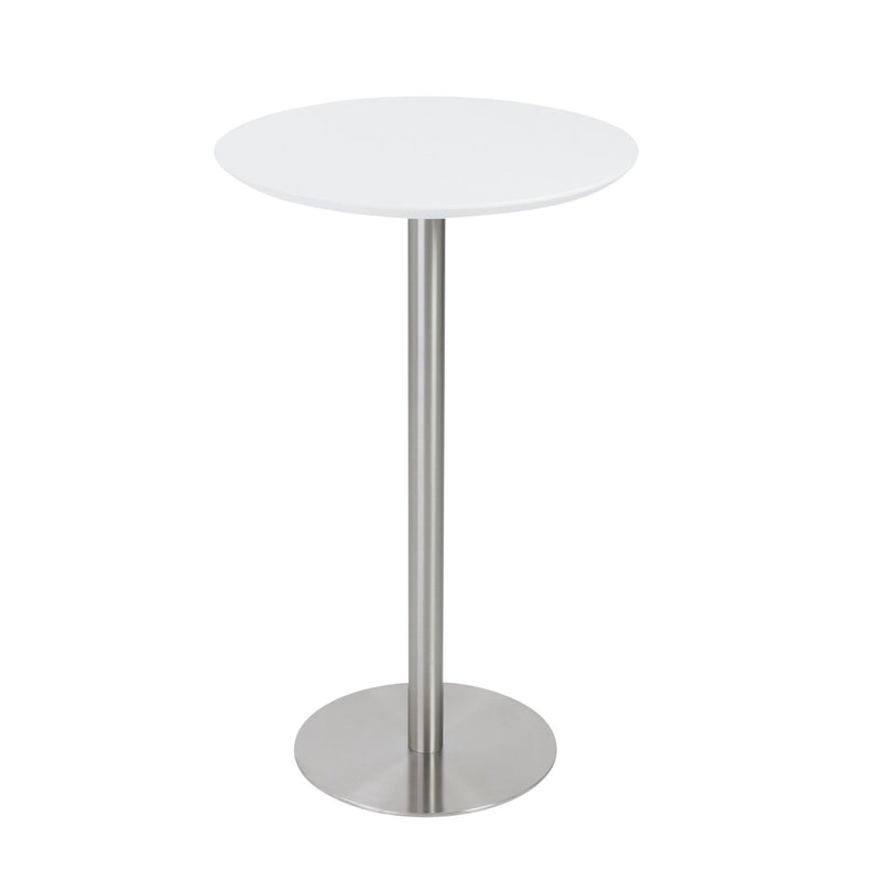 Metallic Rounded Steel Bar Table - White And Silver