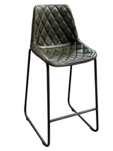 Load image into Gallery viewer, Leather Counter Height Bar Chair With Footrest 38" - Green And Black
