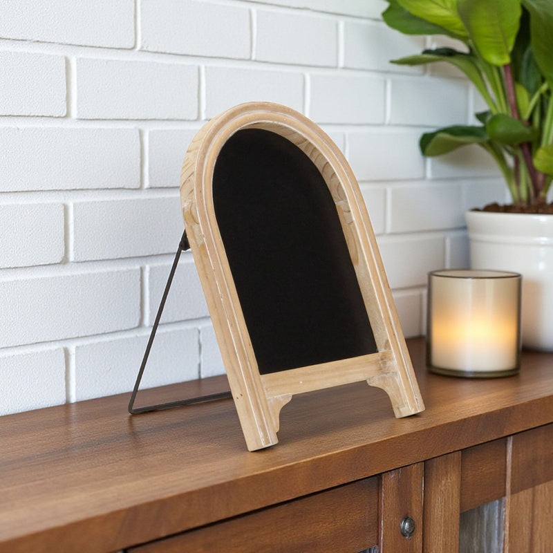 12" Wood Tabletop Easel Chalk Board - Natural