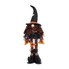 Load image into Gallery viewer, Standing Gnome With Banner &amp; Spring Body, For Halloween Decor - Black / Orange / White
