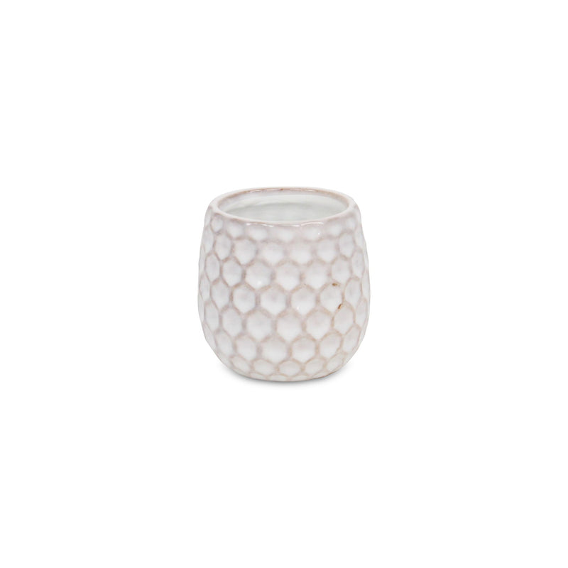 Geometric Round Pot Planter - White