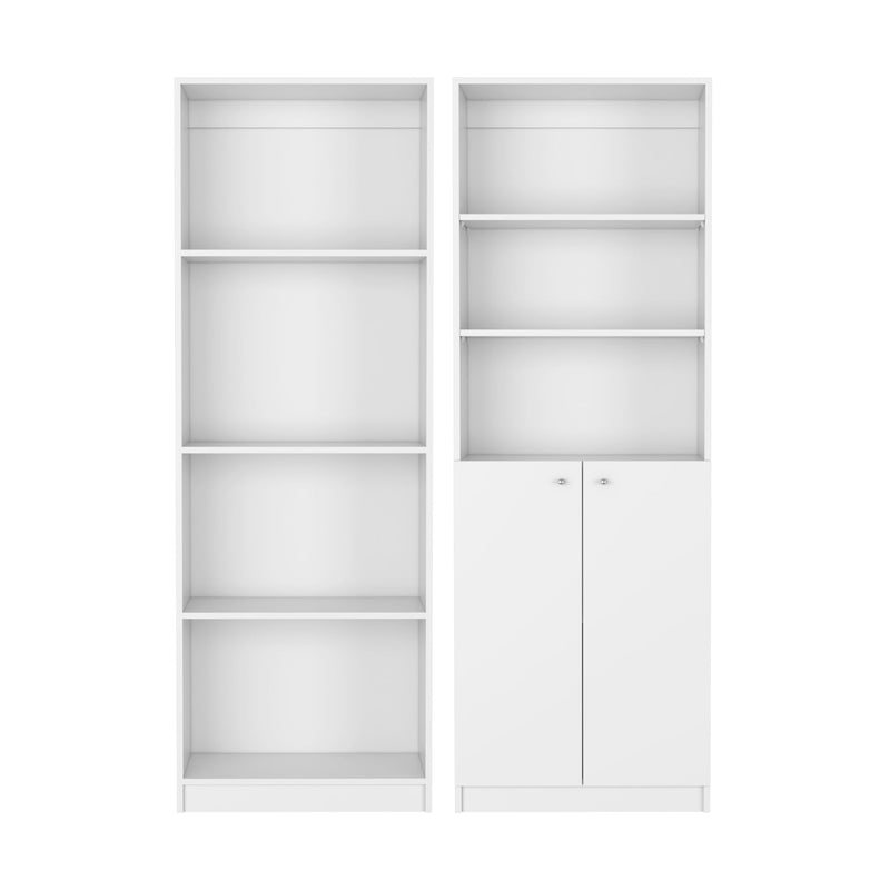 Seven Tier Modular Bookcase With Two Doors (Set of 2) - White