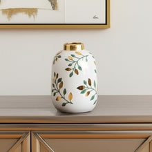 Load image into Gallery viewer, Leaf Round Table Vase - White / Green / White
