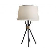 Load image into Gallery viewer, Metal Tripod Leg With Antique Brass Accent Table Lamp - Black

