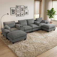 Load image into Gallery viewer, Modular Cloud Couch Sofa With Cup Holders &amp; Storage, USB Port
