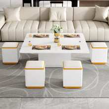 Load image into Gallery viewer, Multi Functional Adjustable Coffee Table With 4 Storage Stools
